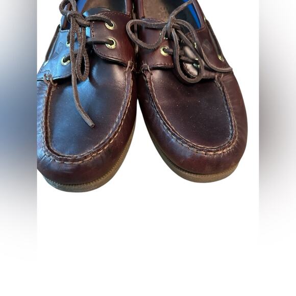 Sperry Topsiders EUC Brown Leather Boat shoes, gold trim, men’s size 11 - Picture 7 of 7